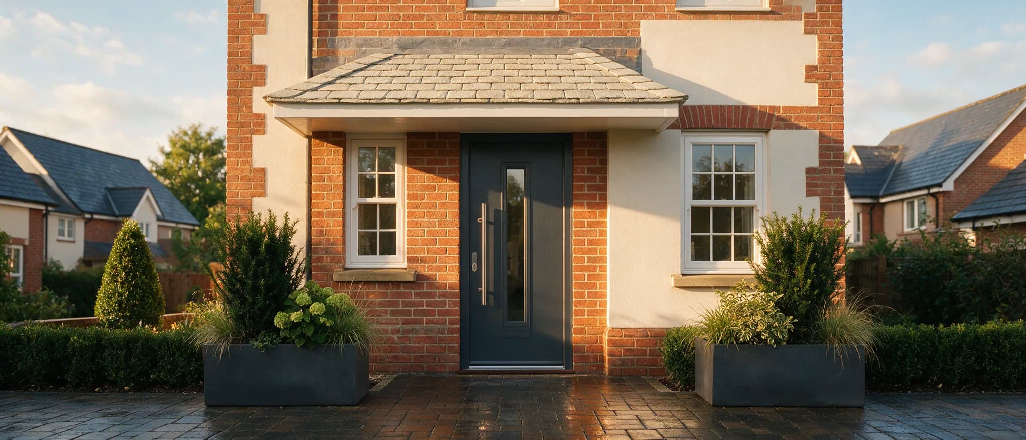 An anthracite grey composite front door on a British home